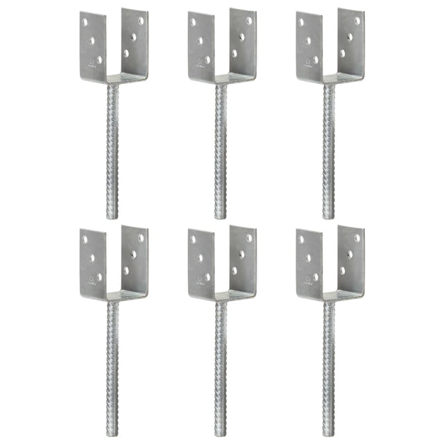 Vidaxl grondankers 6 st 7x6x30 cm gegalvaniseerd staal zilverkleurig