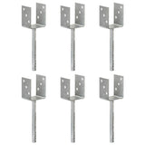 Vidaxl grondankers 6 st 8x6x30 cm gegalvaniseerd staal zilverkleurig