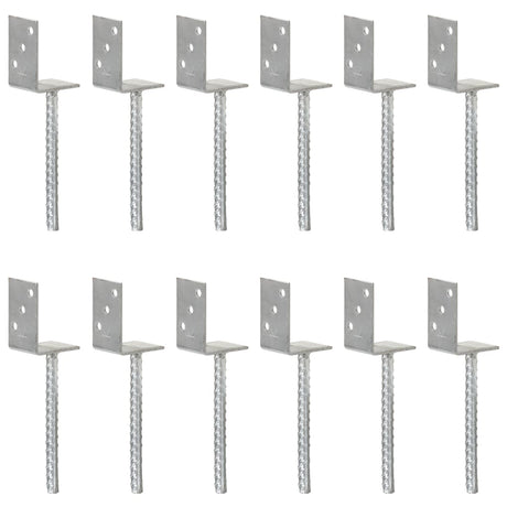 Vidaxl hekankers 12 stuks zilver 8x6x30 cm gegalvaniseerd staal