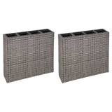 Bidaxl Planter uppvuxen med 4 krukor 2 st poly Rattan Gray