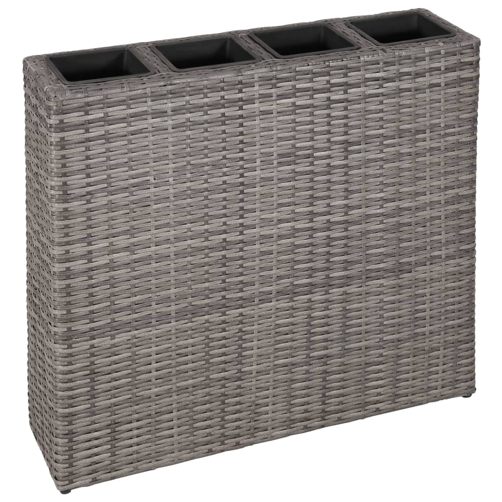 VIDAXL -Pflanzer mit 4 Töpfen 2 PCs Poly Rattan Grey angehoben