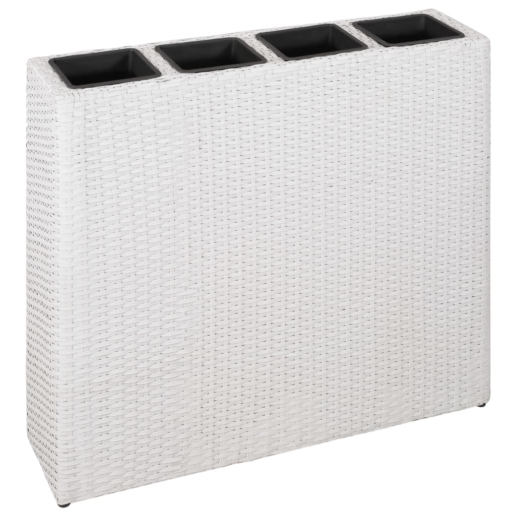 Boîte de planification Vidaxl surélevée avec 4 pots 2 St Poly Rattan White