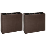 Vidaxl Planning Box Uppvuxen med 4 krukor 2 St Poly Rattan Brown