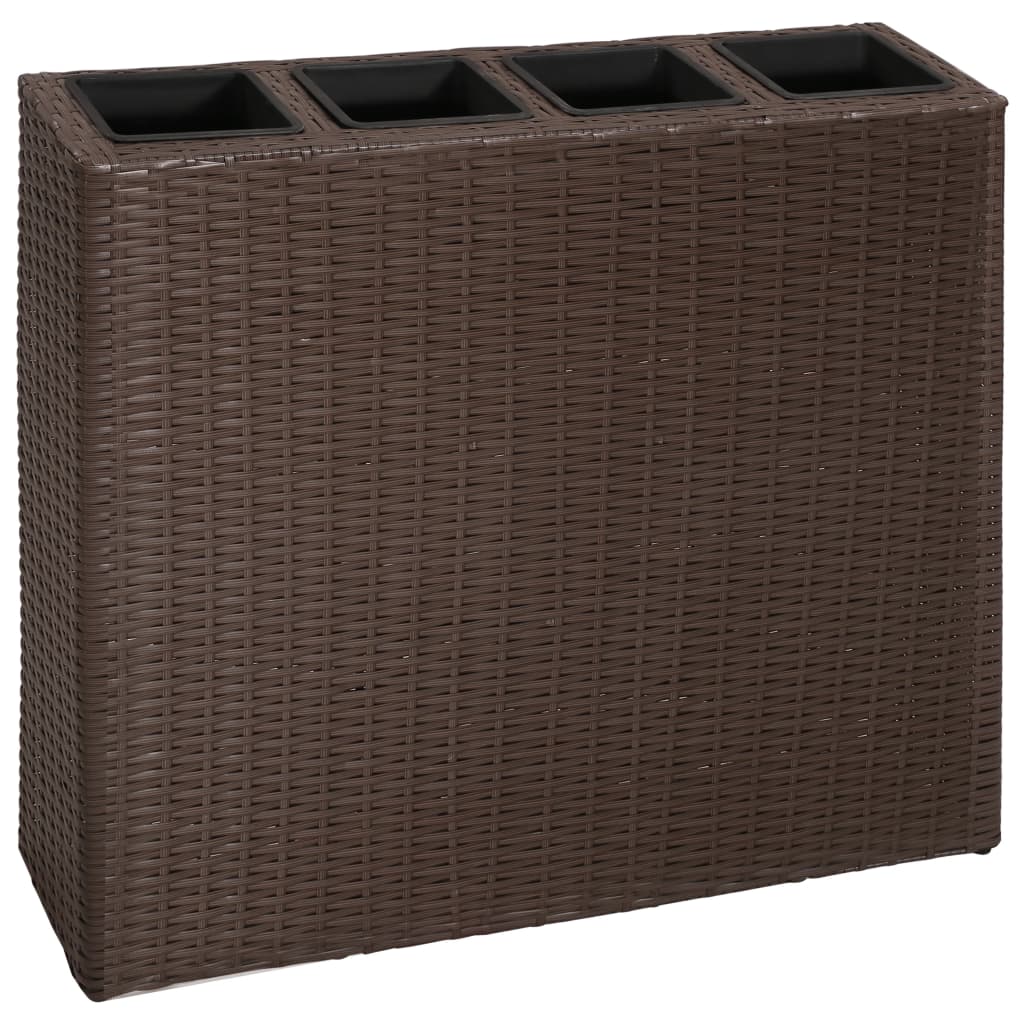 Vidaxl Planning Boîte élevée avec 4 pots 2 St Poly Rattan Brown