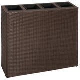 Vidaxl Planning Box Uppvuxen med 4 krukor 2 St Poly Rattan Brown