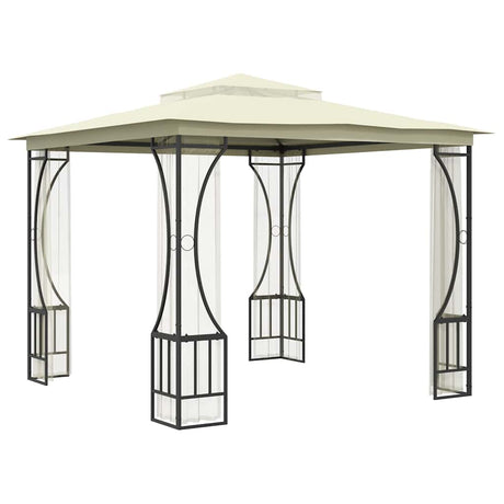 Vidaxl prieel met netten 300x300x265 cm crèmekleurig