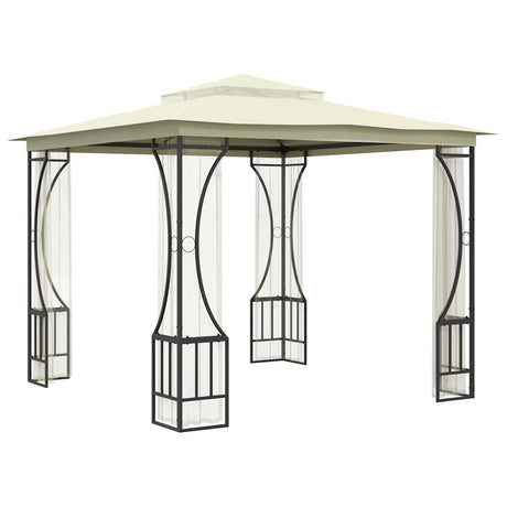 Vidaxl prieel met netten 300x300x265 cm crèmekleurig