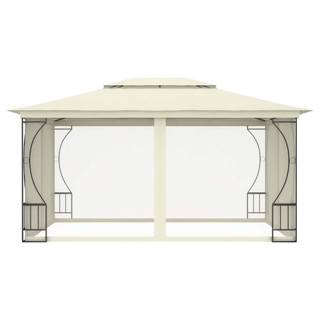 Vidaxl prieel met netten 300x400x265 cm crèmekleurig