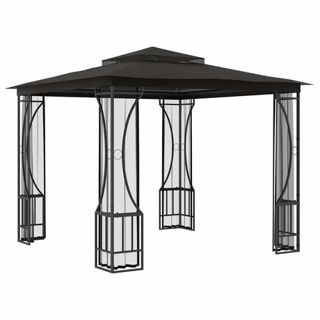 Vidaxl prieel met netten 300x300x265 cm antracietkleurig
