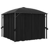 Arbor vidaxl avec rideaux 300x300x265 cm anthracite