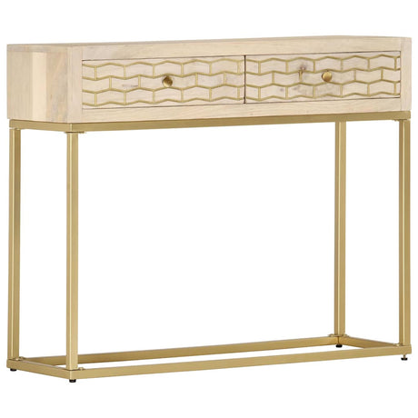 Vidaxl wandtafel 90x30x75 cm massief mangohout goudkleurig