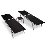 Vidaxl ligbedden 2 st met tafel staal en textileen zwart