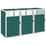 VidaXL waste bin storage triple 213x81x121 cm steel green