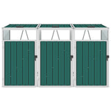 Vidaxl Waste Bin Almacenamiento Triple 213x81x121 cm de acero verde