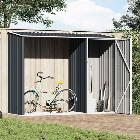 Vidaxl brandhoutschuur 245x98x159 cm gegalvaniseerd staal antraciet