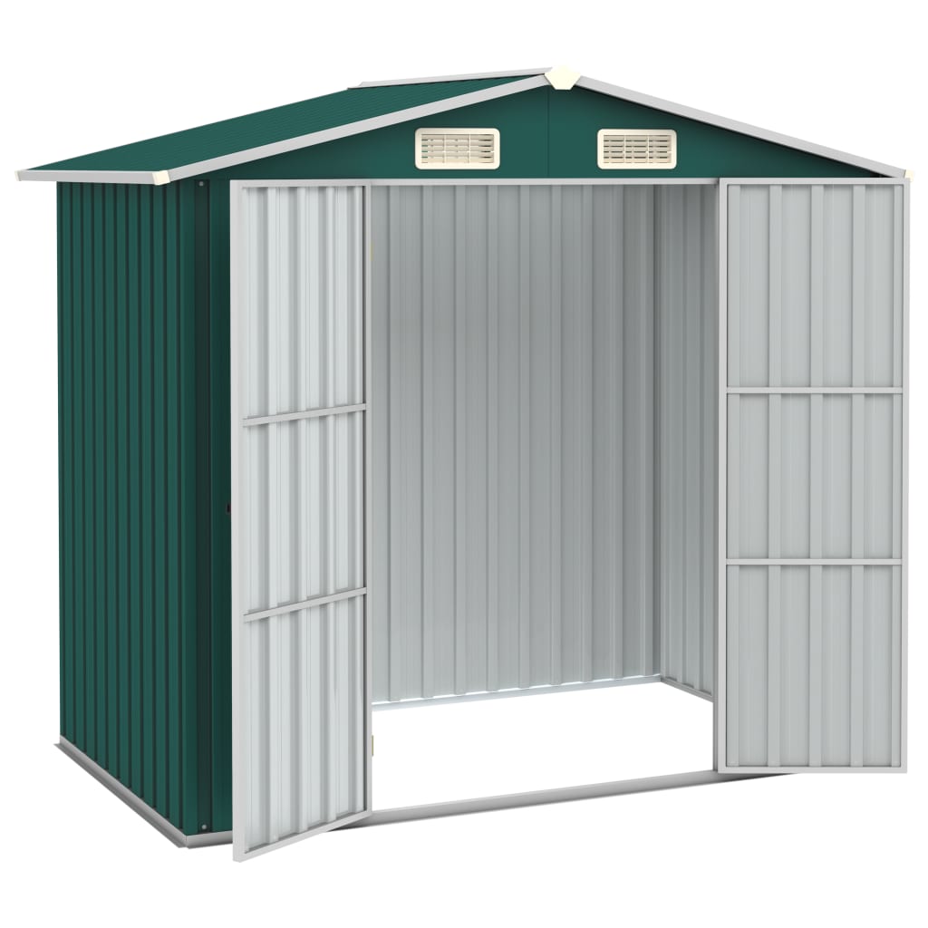 Vidaxl Garden Shed 205x129x183 cm galvanizovaná ocelová zelená