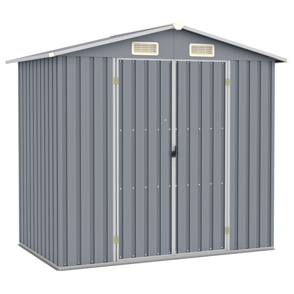 Vidaxl Garden Shed 205x129x183 cm de acero galvanizado gris