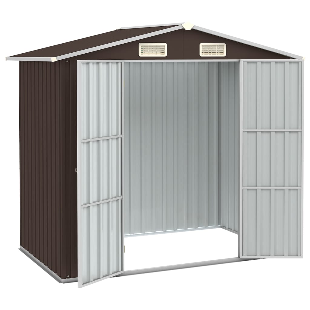 Vidaxl garden shed 205x129x183 cm galvanized steel brown