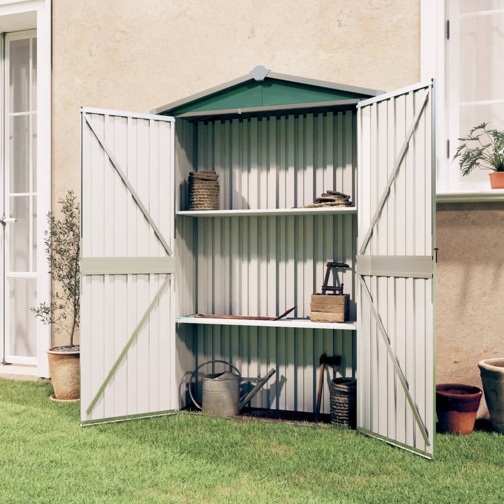 Vidaxl Garden Shed 116x45x175 cm de acero galvanizado verde