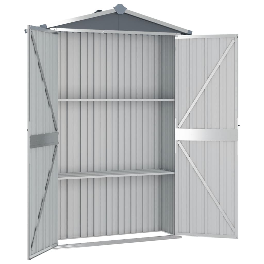 Vidaxl Garden Shed 116x45x175 cm de acero galvanizado gris