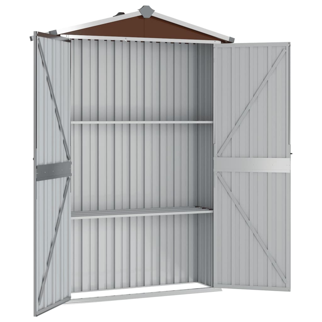 Vidaxl Garden Shed 116x45x175 cm de acero galvanizado marrón