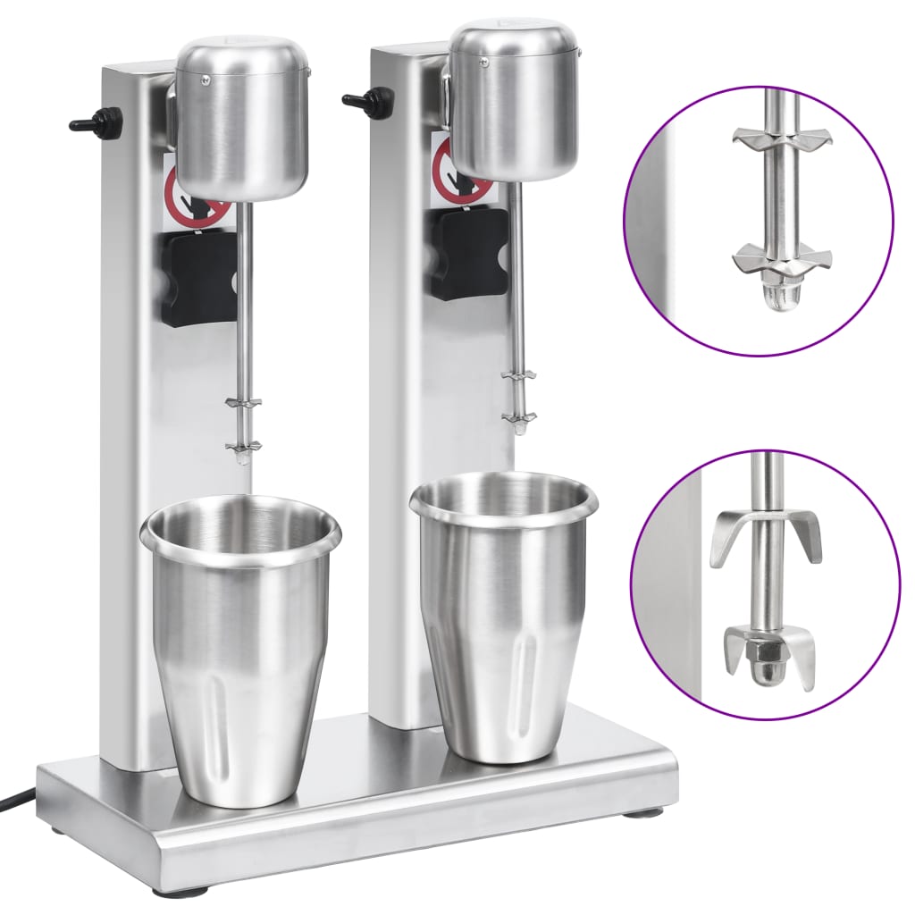 Vidaxl Miellashake Mixer con doppie tazze di acciaio inossidabile 2 L