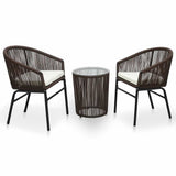 Vidaxl 3-delige bistroset met kussens pe-rattan bruin