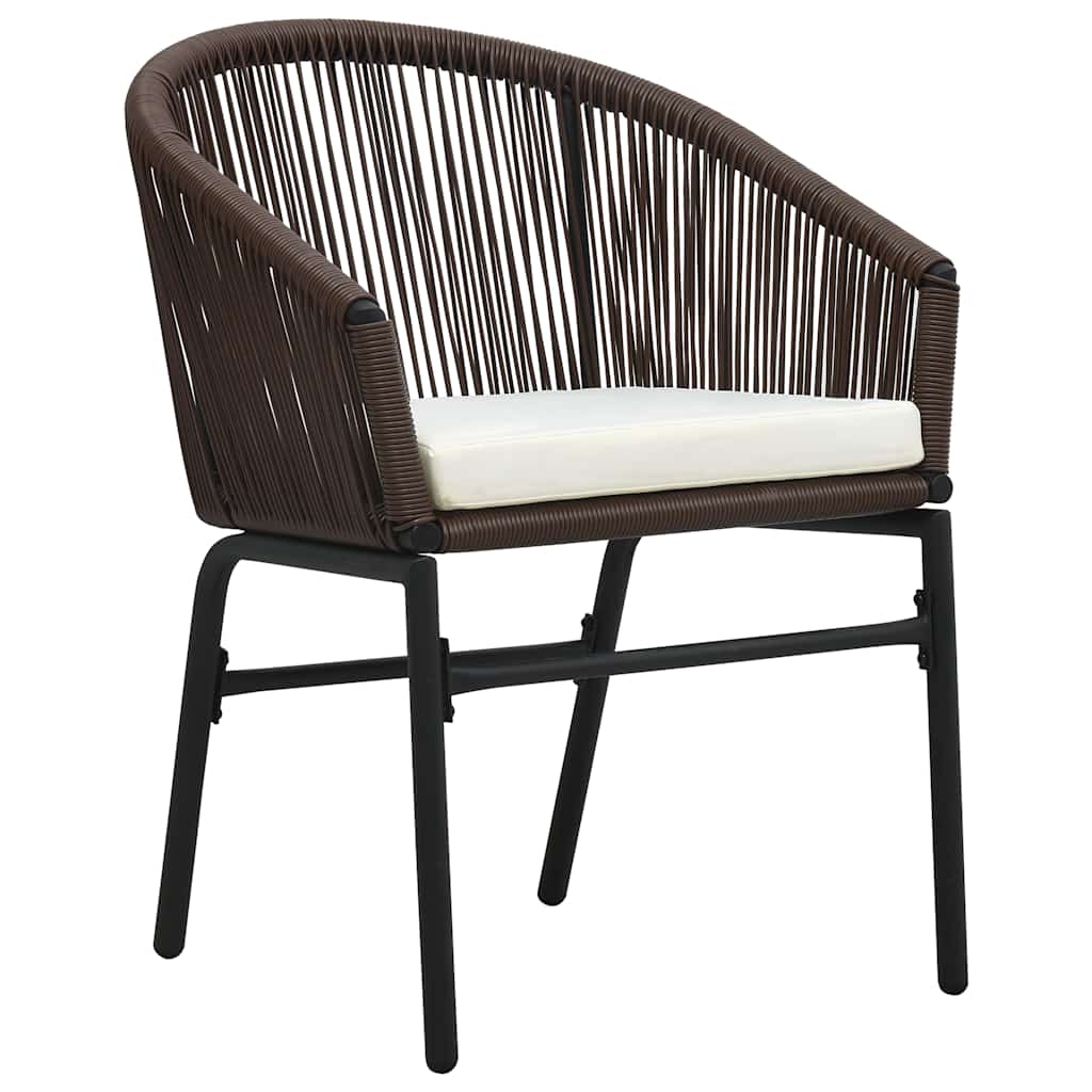 Vidaxl 3-delige bistroset met kussens pe-rattan bruin