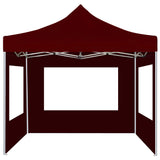 Vidaxl Partytent zložljivo s stenami 2x2 m aluminijasto burgundijo rdeče