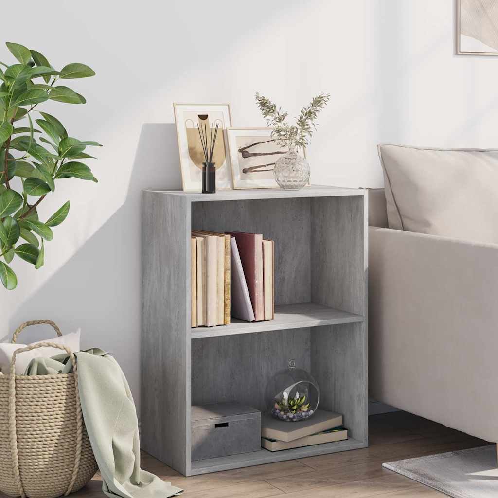 Vidaxl boekenkast met 2 schappen 60x30x76,5 cm bewerkt hout betongrijs