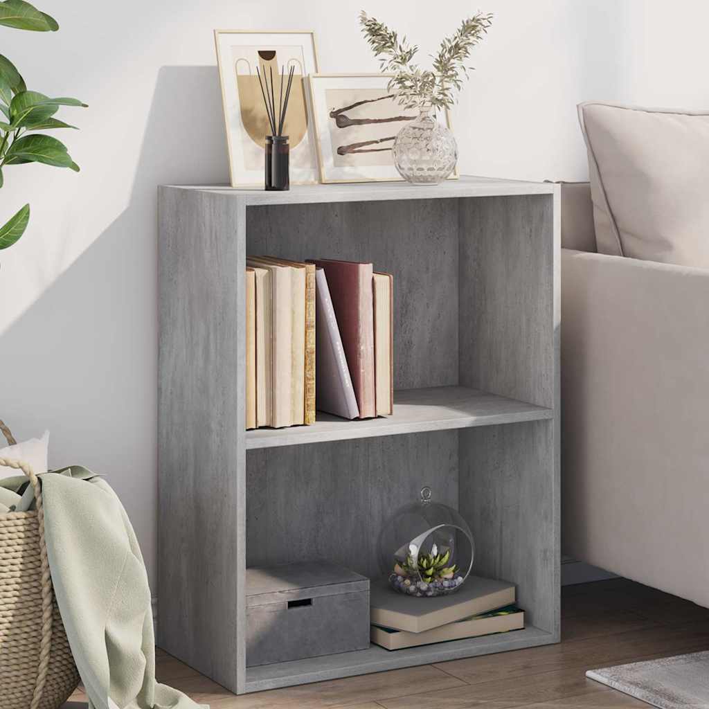 Vidaxl boekenkast met 2 schappen 60x30x76,5 cm bewerkt hout betongrijs