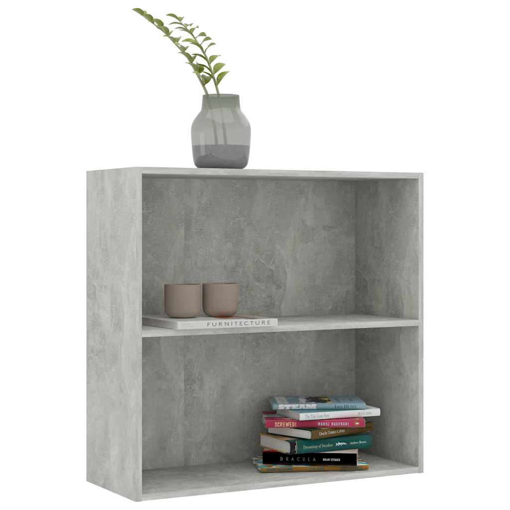 Vidaxl boekenkast met 2 schappen 80x30x76,5 cm bewerkt hout betongrijs