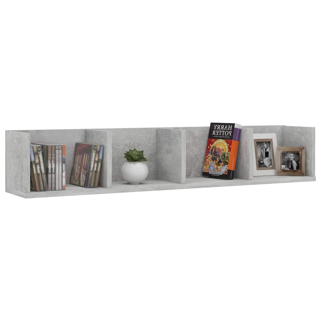 Vidaxl cd-wandschap 100x18x18 cm bewerkt hout betongrijs