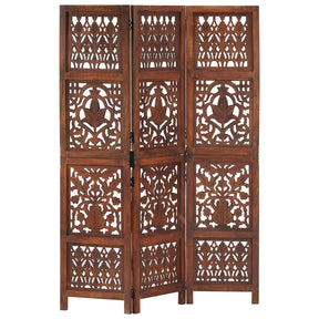 Vidaxl kamerscherm 3 panelen handgesneden 120x165 cm mangohout bruin