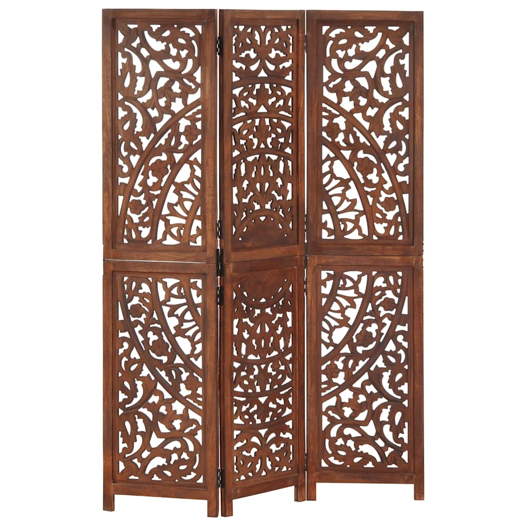 Vidaxl kamerscherm 3 panelen handgesneden 120x165 cm mangohout bruin