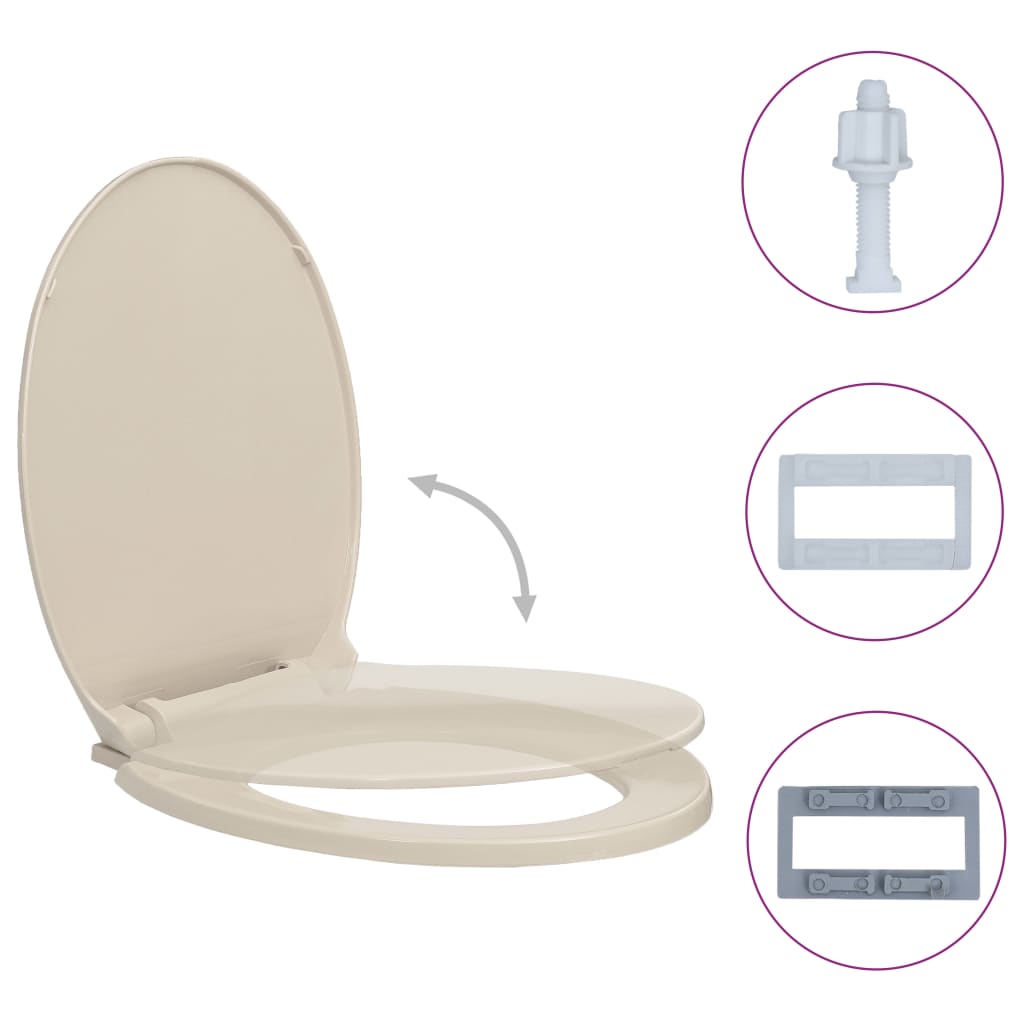 Vidaxl toilet seat soft-close oval apricot colored