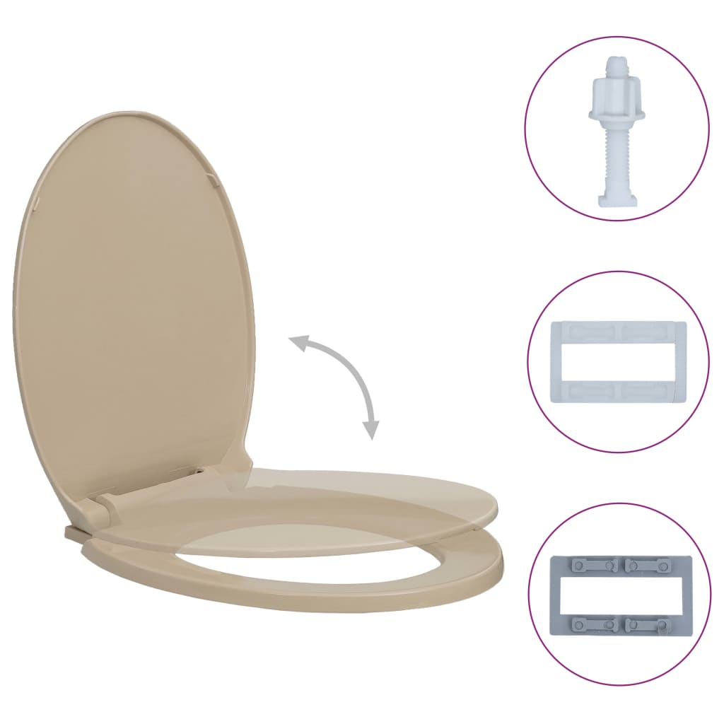 Vidaxl toilet sæde blød tæt på oval beige