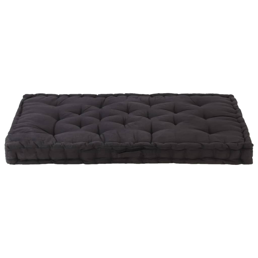 Vidaxl Pallet Floor Cushion 120x80x10 cm de algodón negro