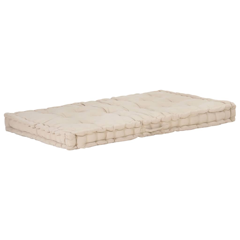 Cuscino del pavimento del pallet Vidaxl 120x80x10 cm beige di cotone