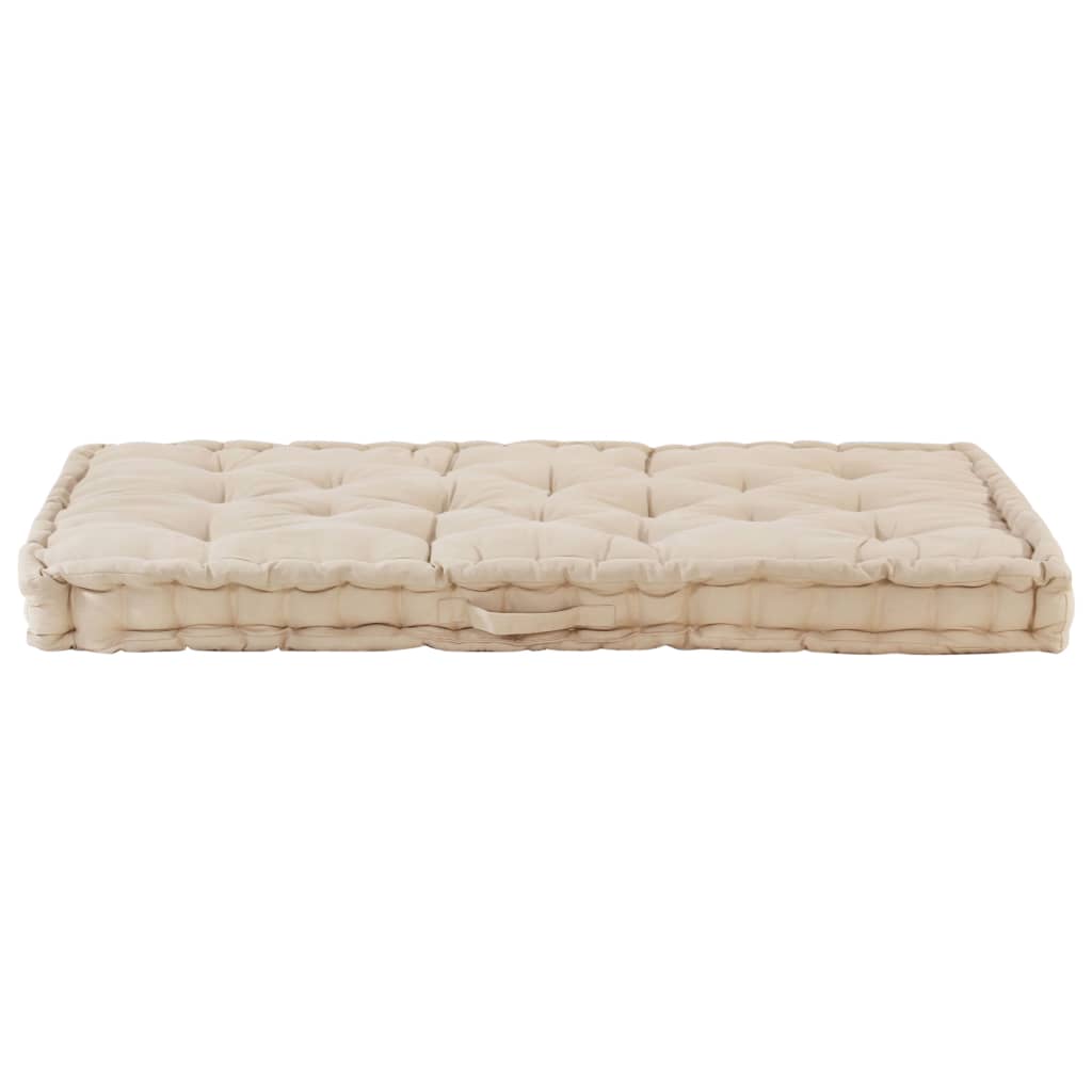 Cuscino del pavimento del pallet Vidaxl 120x80x10 cm beige di cotone