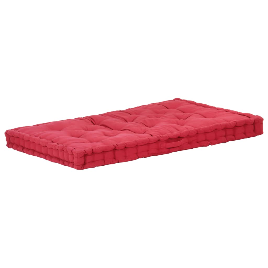 Cuscino per pavimento del pallet Vidaxl 120x80x10 cm di cotone borgogna rosso