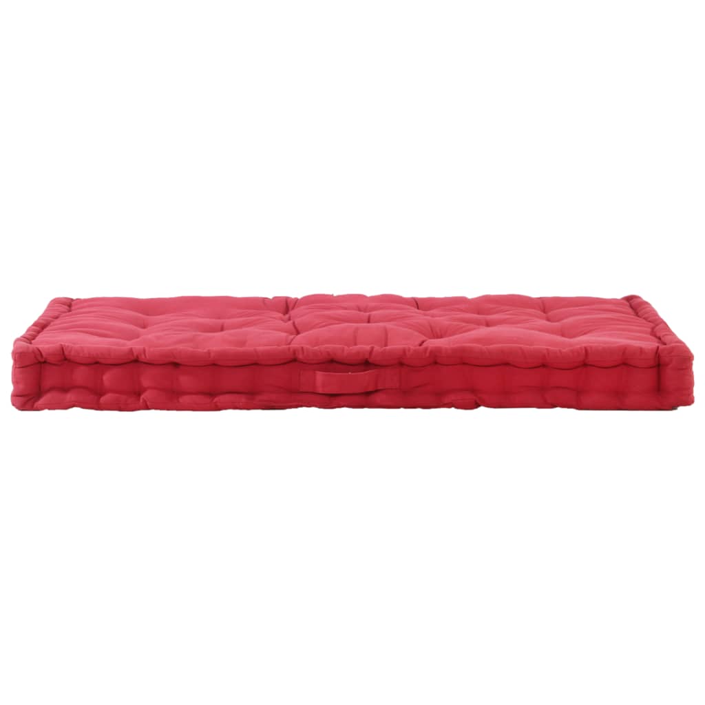 Vidaxl Pallet Floor Cushion 120x80x10 cm Algodón Borgoña rojo