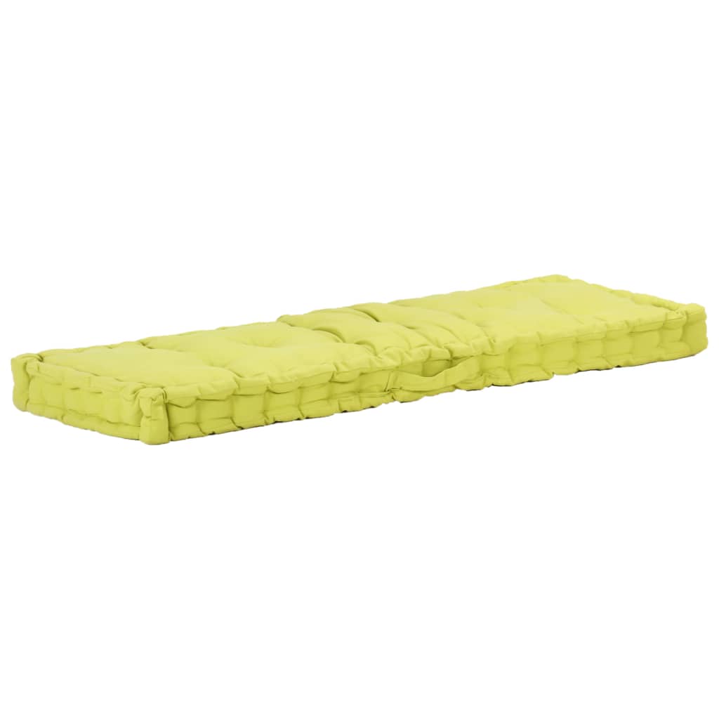 Coussin de plancher de palette vidaxl 120x40x7 cm vert coton