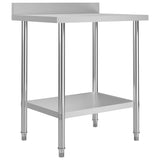 Table de cuisine Vidaxl avec écran d'écran 80x60x93 cm en acier inoxydable