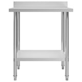 Table de cuisine Vidaxl avec écran d'écran 80x60x93 cm en acier inoxydable