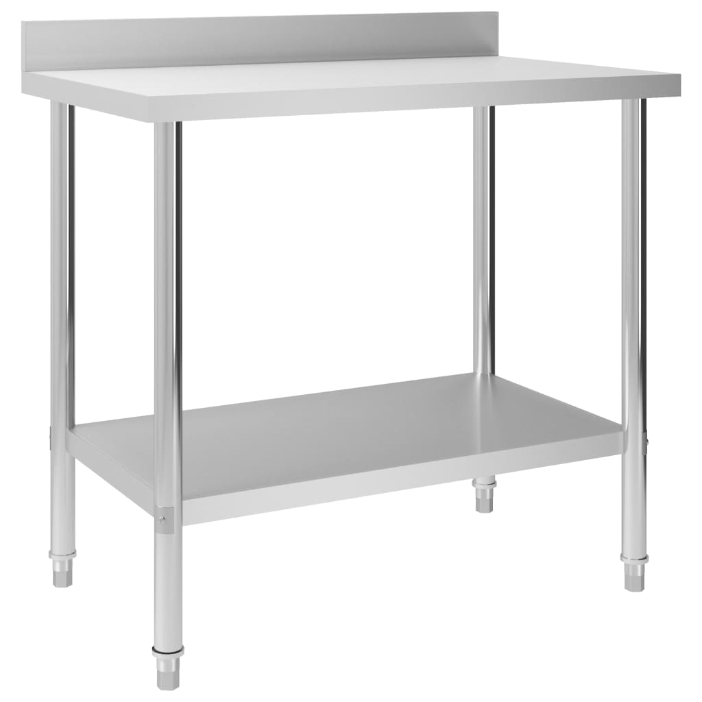 Vidaxl Kitchenwork table with splash screen 100x60x93 cm Stainless steel