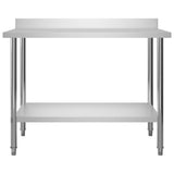 Vidaxl keukenwerktafel met spatscherm 120x60x93 cm roestvrij staal