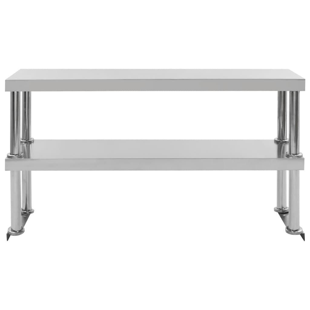 Vidaxl verhoging voor werktafel 2-laags 120x30x65 cm roestvrij staal