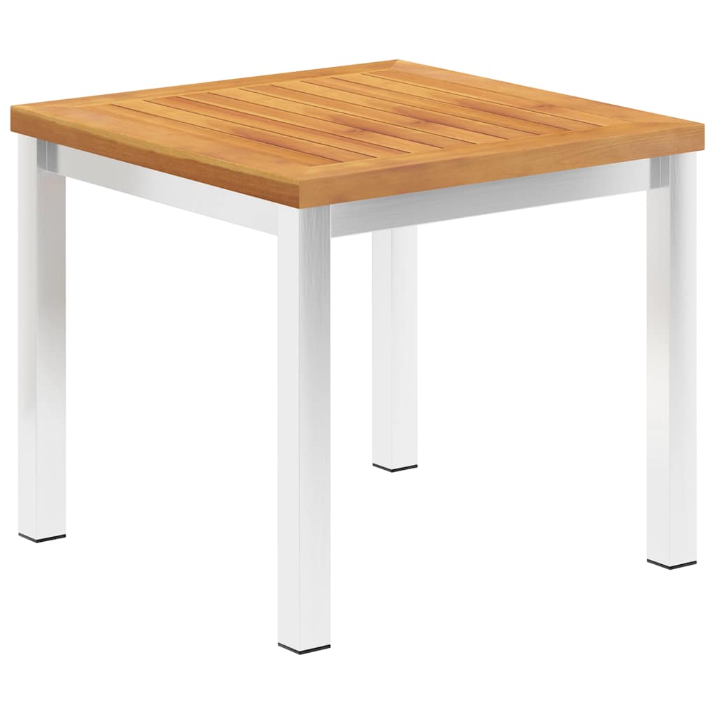 Vidaxl tuinbijzettafel 45x45x38 cm massief acaciahout roestvrij staal