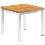 Vidaxl tuinbijzettafel 45x45x38 cm massief acaciahout roestvrij staal